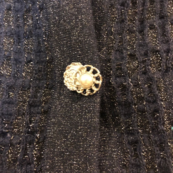 CHANEL cárdigan a rare a gem size 36 in navy blue with silver and black threads - Picture 3 of 9